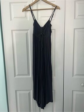Dark Grey O’neil Spaghetti-Strap Maxi romper with Ruched Front